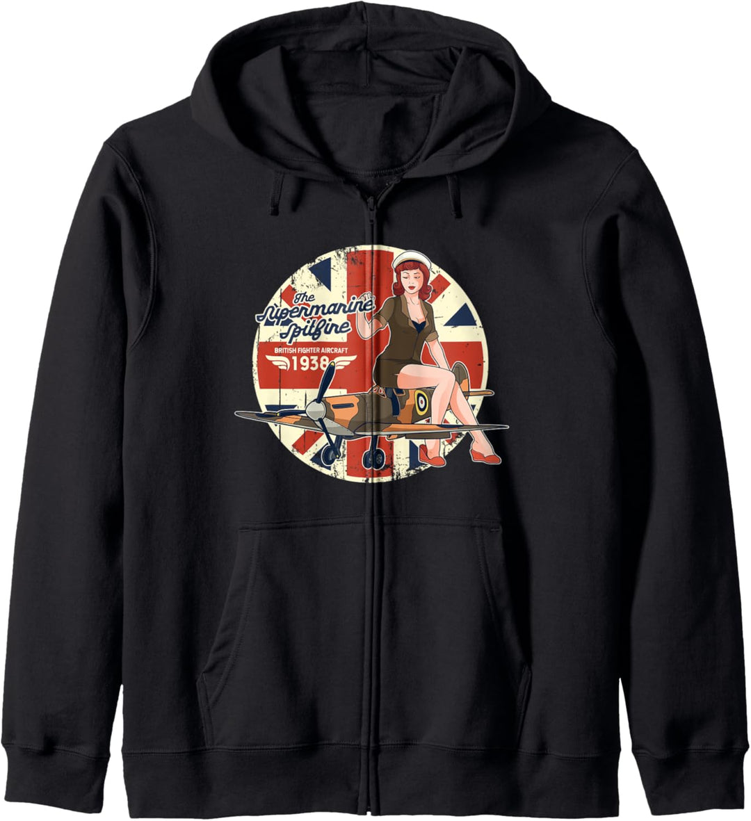 Supermarine Spitfire RAF WWII Flugzeug Pinup Kapuzenjacke