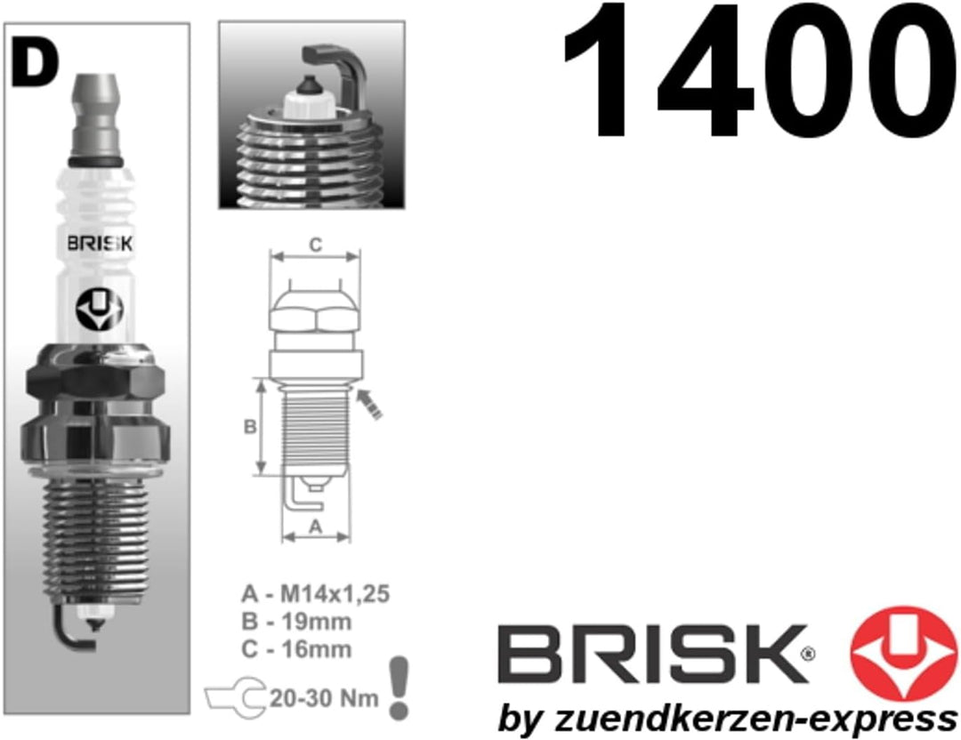BRISK Platin DR15YP 1400 Zündkerzen, 4 Stück