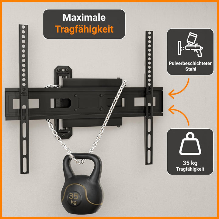 EasyLife FlexMount E70 Single TV-Wandhalterung für 37–70" Fernseher bis 35 kg – Einarm-Design, VESA