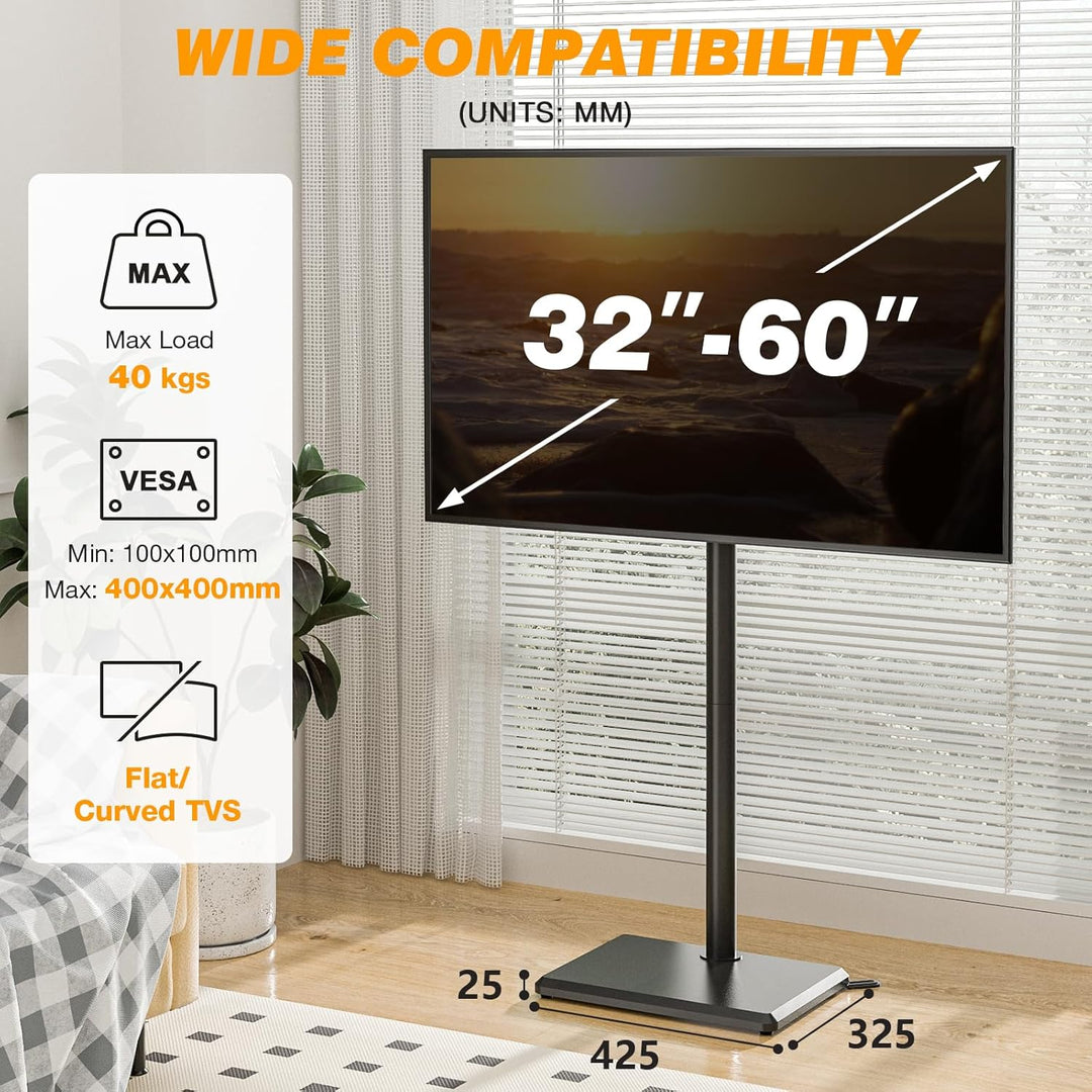 TVON TV Ständer TV Bodenständer für 32-55 Zoll Fernseher Standfuss Fernsehstand höhenverstellbar sch