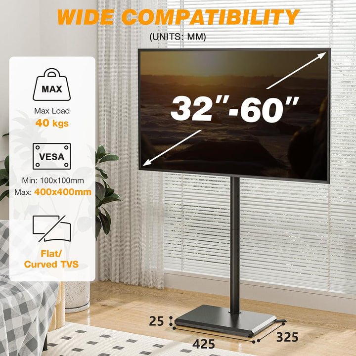 TVON TV Ständer TV Bodenständer für 32-55 Zoll Fernseher Standfuss Fernsehstand höhenverstellbar sch
