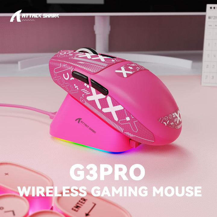 MAMBASNAKE x Attack Shark G3PRO Gaming-Maus mit Magnetischer Ladestation, BT/2.4G Wireless/Kabel, Pi