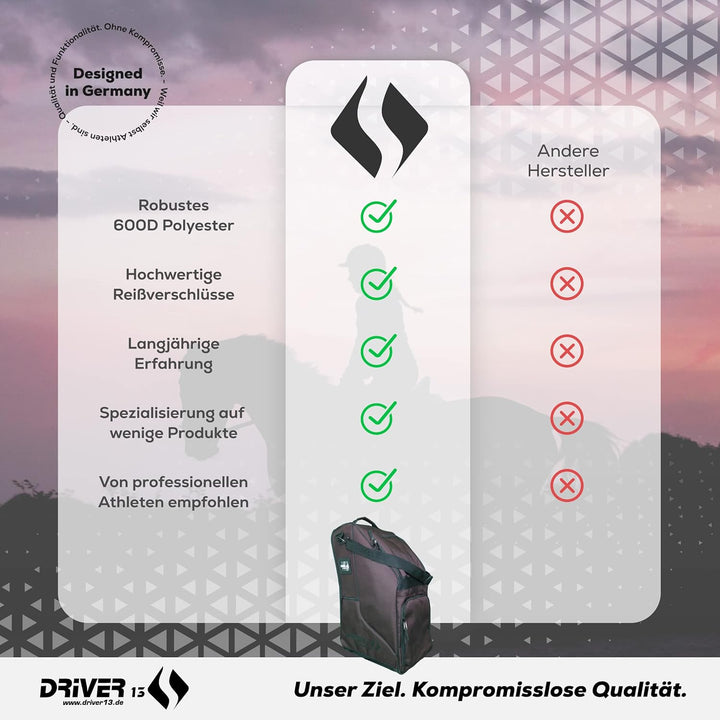 Driver13 Reitstiefelrucksack Reitstiefeltasche Stiefeletten Taschen Deluxe mit Helmfach für Reitstie
