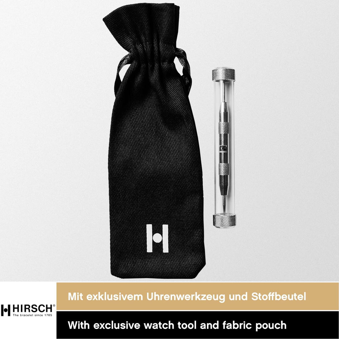 HIRSCH Uhren-Armband Duke - Uhr-Band aus italienischem Kalbs-Leder mit Alligator-Prägung 12 mm Grau,
