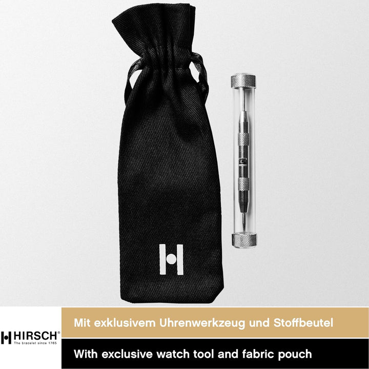 HIRSCH Uhren-Armband Duke - Uhr-Band aus italienischem Kalbs-Leder mit Alligator-Prägung 12 mm Grau,