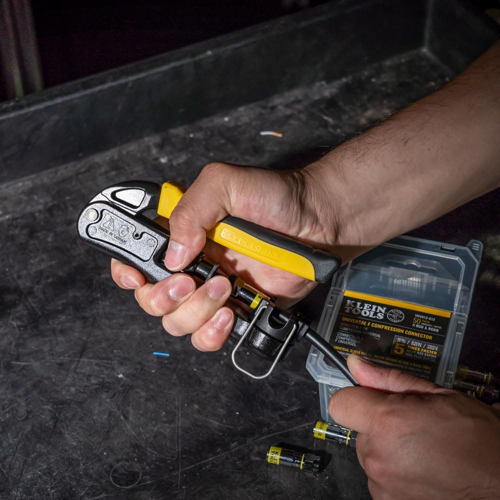 Klein Tools VDV211-063, einheitsgrösse, Multi Premium Verstellbare Kompressions-Crimpzange - BNC, F,