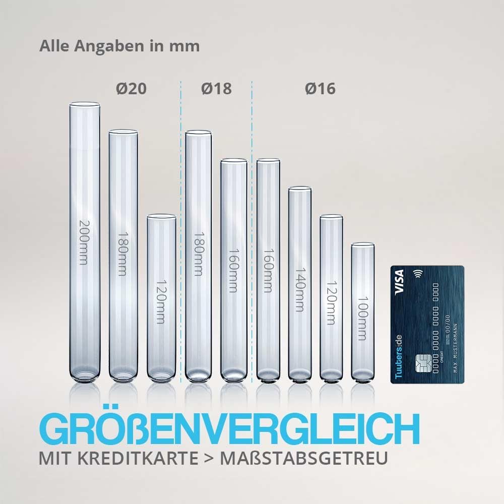Tuuters 100 Glas Reagenzgläser mit Korken Verschluss Naturkorken, kleine Gewürzgläser (120 x Ø 20mm)