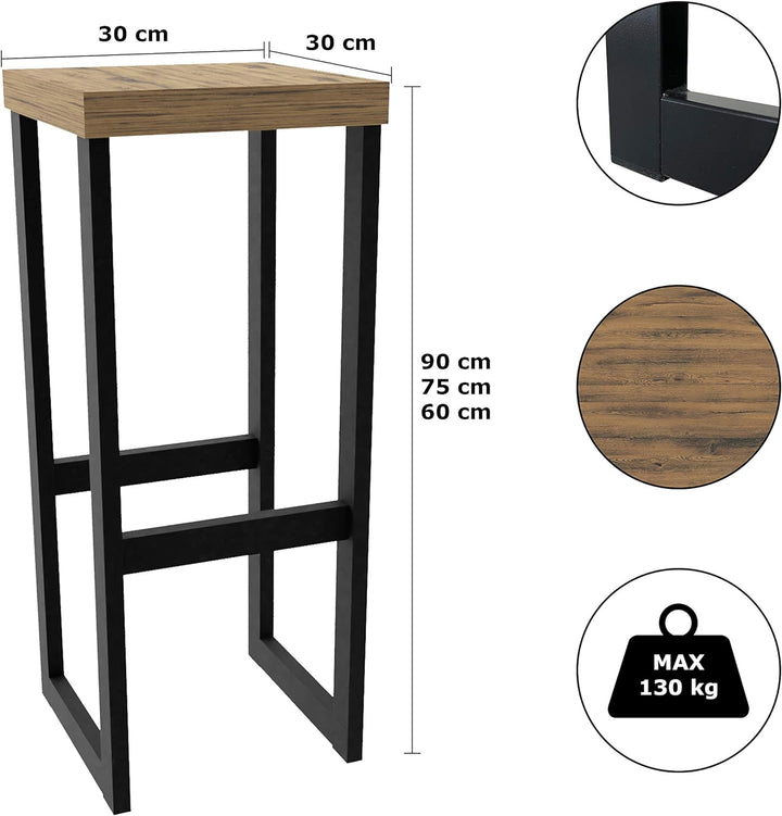 Magnetic Mobel Barhocker Barstuhl Tresenhocker Bistrohocker Designer Stahl Schwarz (Venge, 60 cm) Ve