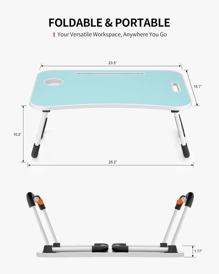Faltbarer Laptoptisch, tragbarer Schossschreibtisch, Betttisch, Laptop-Ständer mit Getränkehalter &amp;