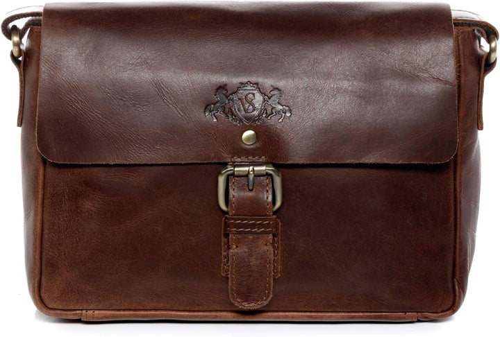 SID & VAIN Messenger Bag Yale aus Premium Leder I Schultertasche klein für Herren und Damen I Umhäng