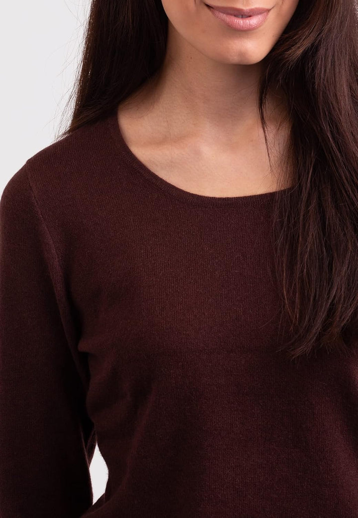 CASH-MERE.CH 100% Kaschmir Damen Pullover | Sweater Rundhalsausschnitt 2-fädig XL Zinnober Rot, XL Z