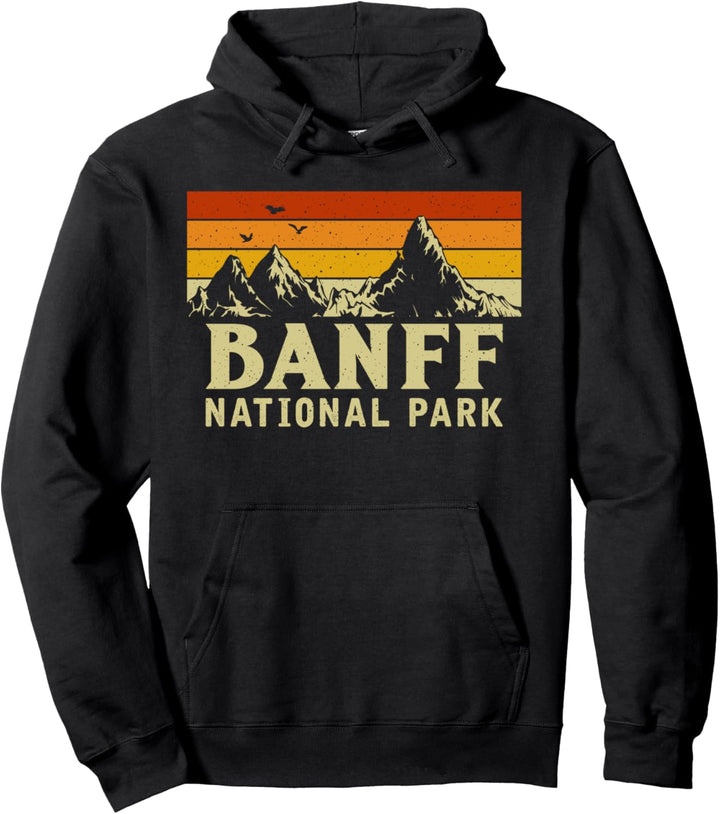 Vintage Retro Berg Grafik Banff National Park Pullover Hoodie