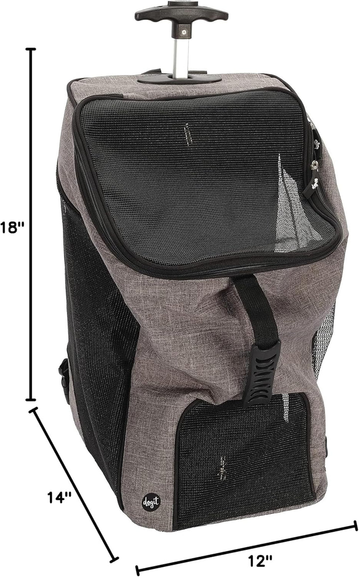 Dogit Explorer, Rucksack mit Rollen für Hunde, grau, mit Rollen
