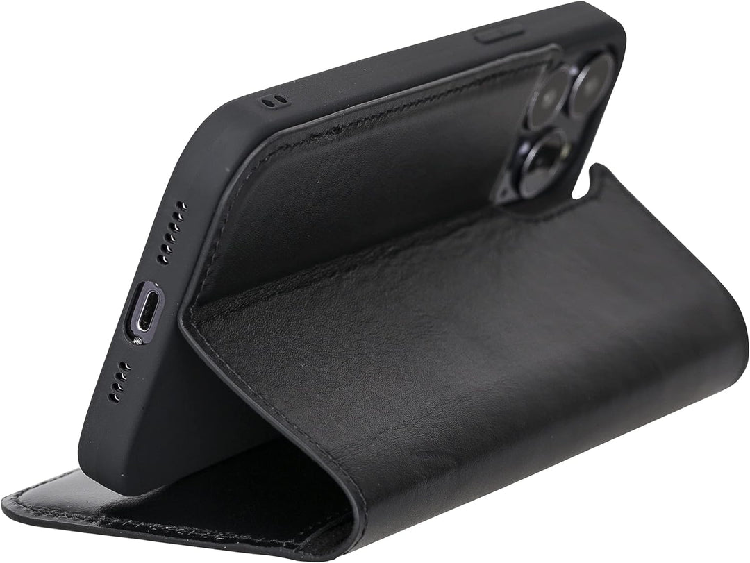 Solo Pelle aufklappbare Lederhülle kompatibel für iPhone 13 Pro in 6.1 Zoll inkl. 1 Kartenfach für d