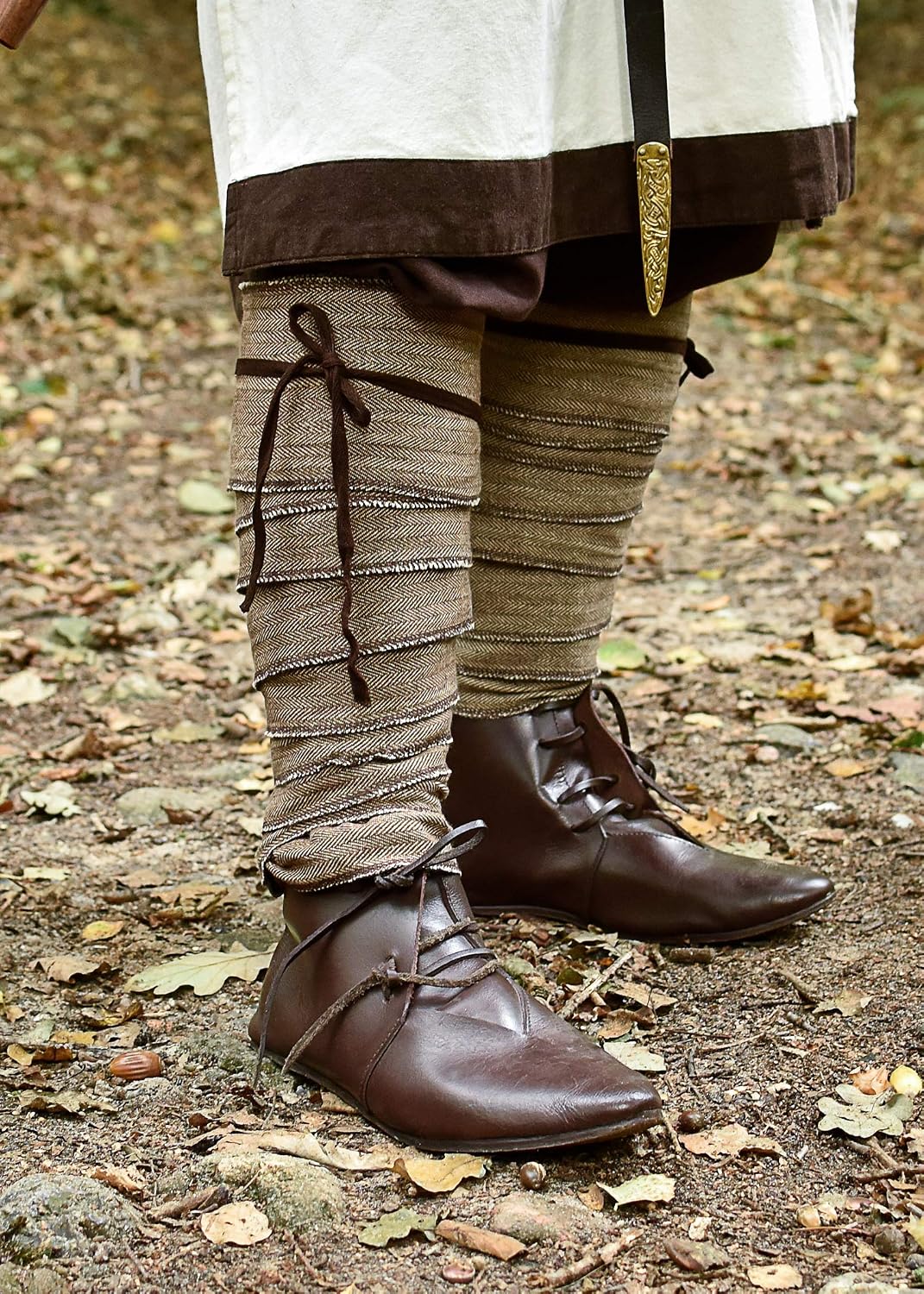 Battle-Merchant 1 Paar Wadenwickel/Beinwickel mit Fischgrätenmuster, Rot/Weinrot, 350x10cm, rot/wein