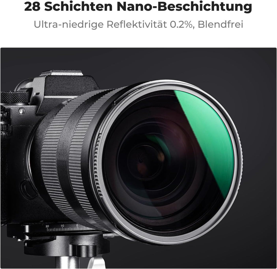 K&F Concept ND Filterset 77mm Neutral Graufilter Set ND4+ND8+ND64+ND1000 ND Filter Kit, 77mm