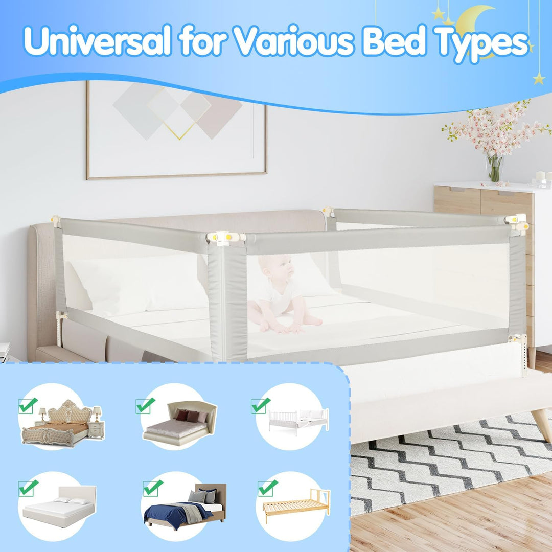 Bettschutzgitter 150 cm Rausfallschutz Bett – klappbares Bettgitter für Baby &amp; Kleinkind, höhenverst