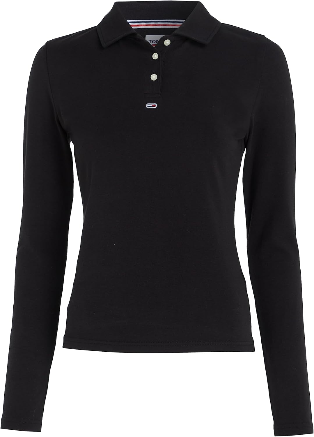 Tommy Jeans Damen Langarm Poloshirts S Schwarz, S Schwarz
