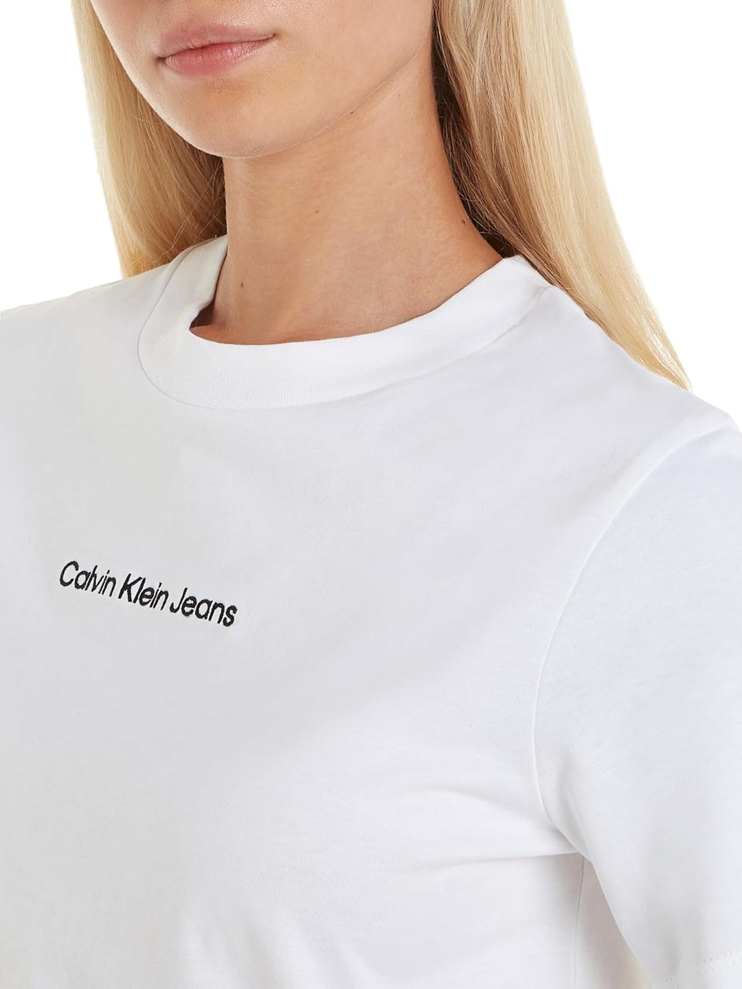 Calvin Klein Damen Institutional Straight Tee J20j221065 Kurzarm Strickoberteile M Bright White, M B
