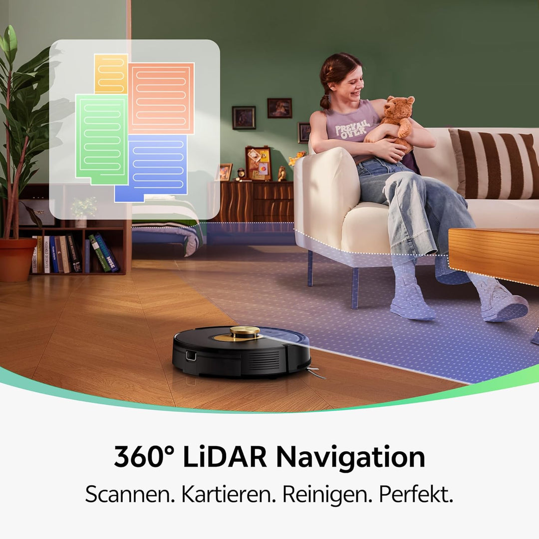 Vexilar W9 Saugroboter mit Wischfunktion, 5000Pa Staubsauger Roboter, LiDAR Navigation, 50 dB Leiser