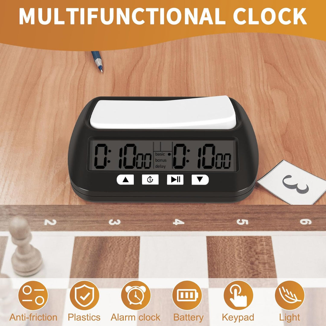 Jevina Schachuhr, Digitaler Schach-Timer und Spiel-Timer, Tragbare -Mehrzweck--Uhr Schwarz