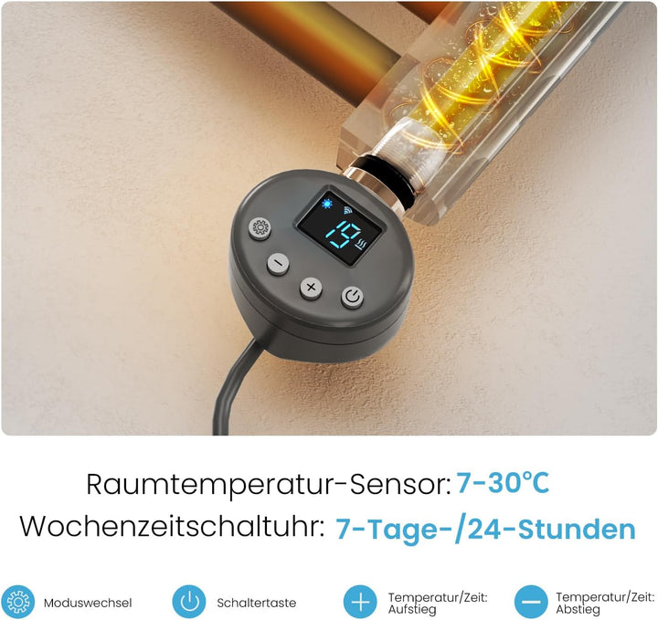 Heilmetz Smart WiFi Badheizkörper Elektrisch 100x40cm Elektrischer Handtuchtrockner mit Thermostat u