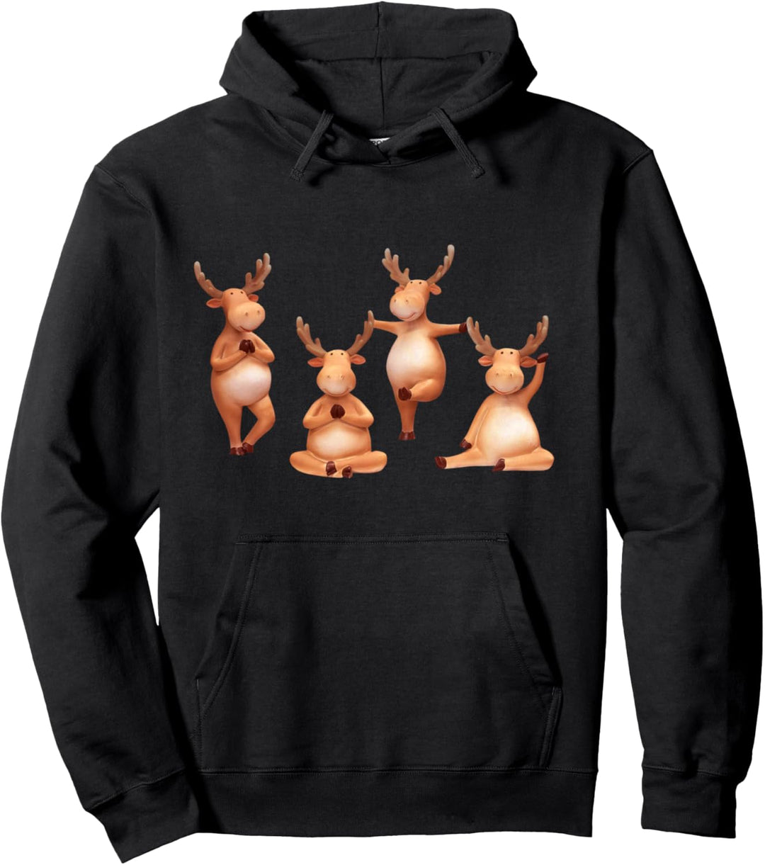 Weihnachten Rentier Yoga Posen Urlaub Winter Gymnastik Pullover Hoodie