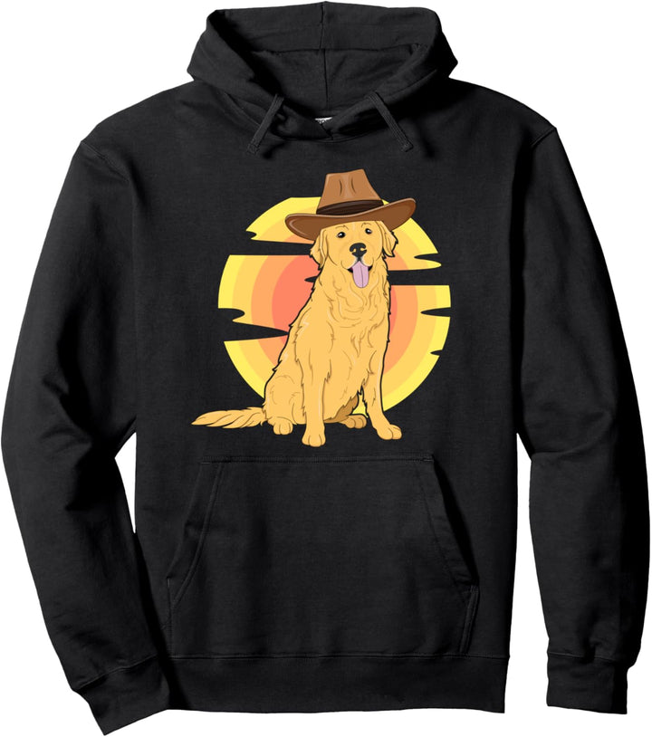 Western Golden Retriever Dog Texas Rodeo Kids Country Retro Pullover Hoodie