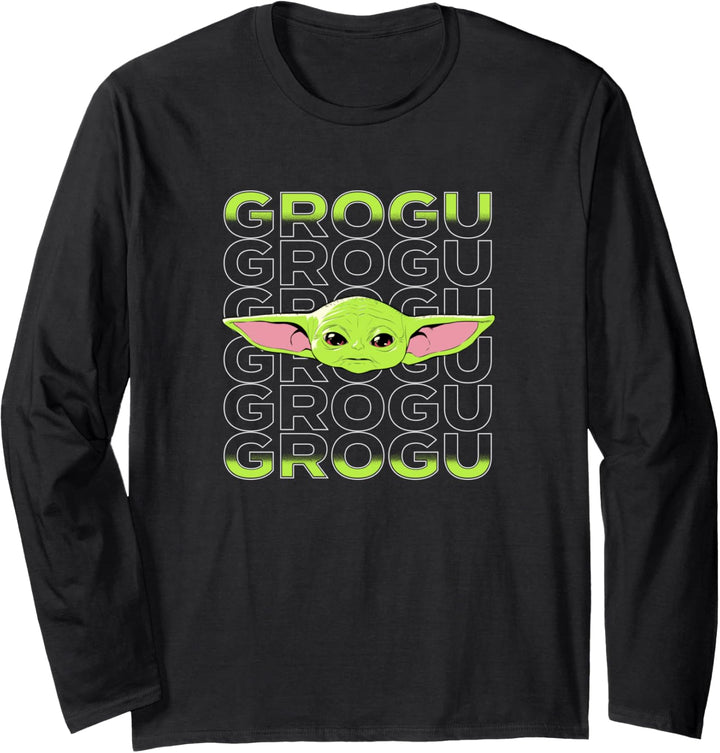 Star Wars: The Mandalorian Grogu Text Stack Langarmshirt