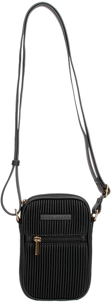 Pepe Jeans Aurora Umhängetasche Handyhalter Schwarz 11x17,5x2,5 cm Kunstleder Schwarz mobile Umhänge