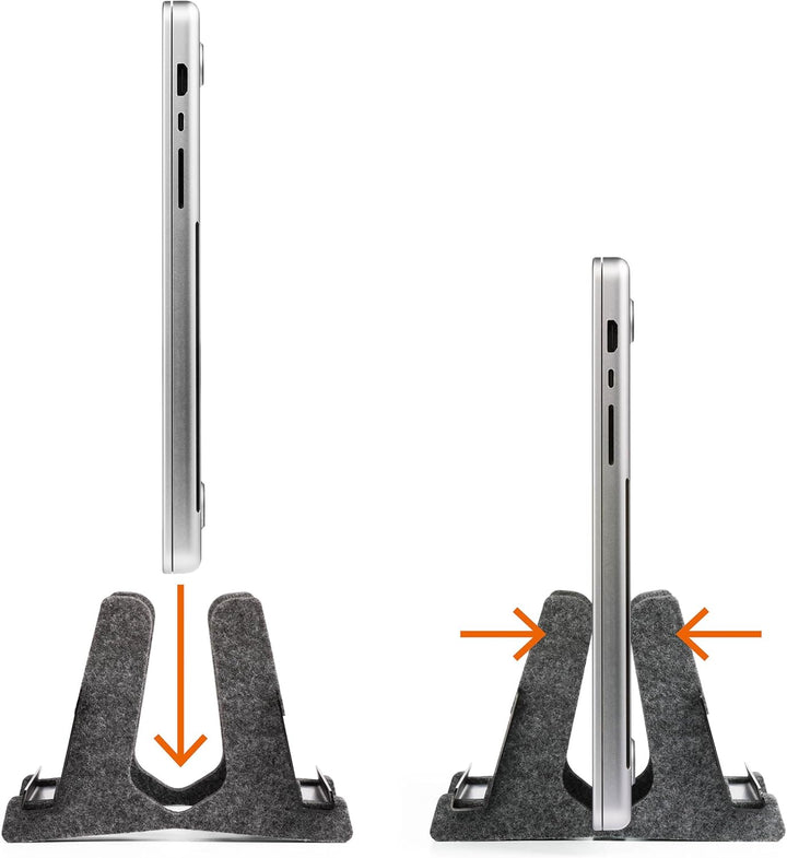 Durable Laptop Ständer Vertical Effect, aus 60% recyceltem PET-Filz, Laptop Halter mit Handy/Tablet