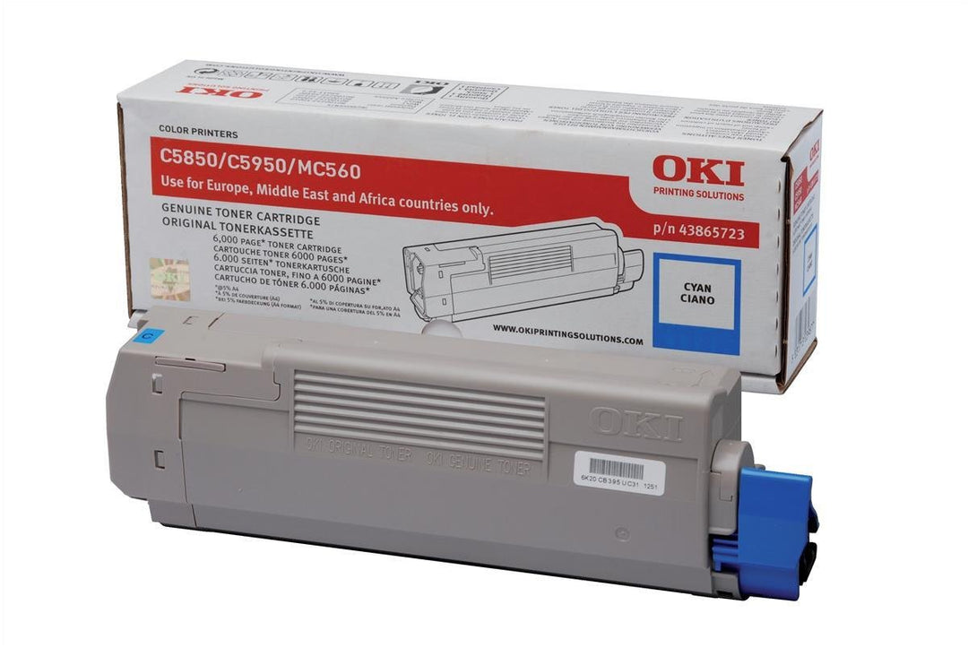 Oki Cyan Toner für C5850/5950 Laserdrucker (6.000 Seiten, Laser, Cyan)