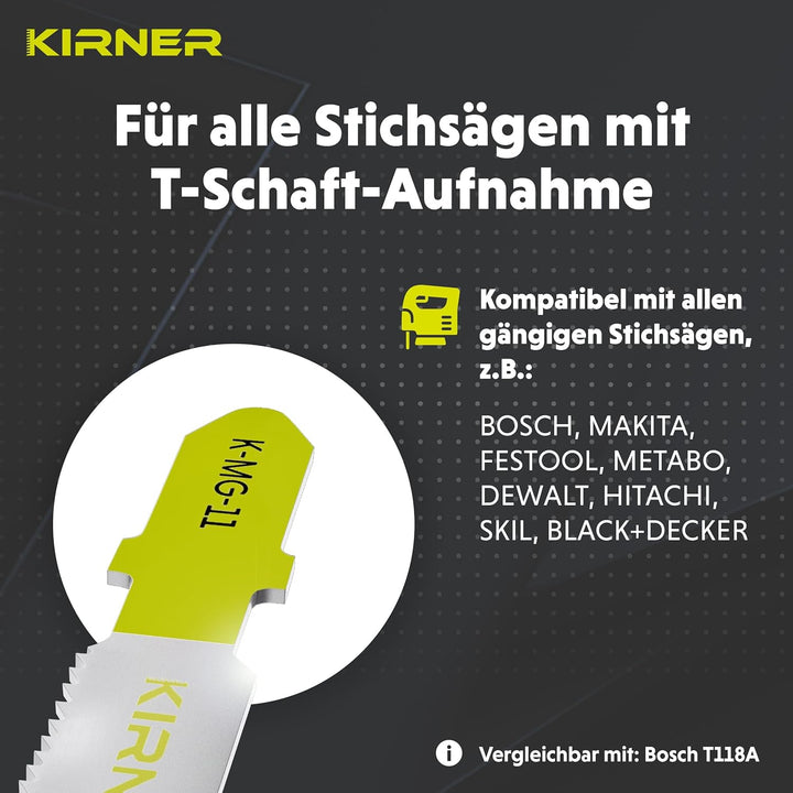 KIRNER Stichsägeblätter Metall 10 Stk. [ Profi Qualität ] präziser & sauberer Schnitt für dünne Blec