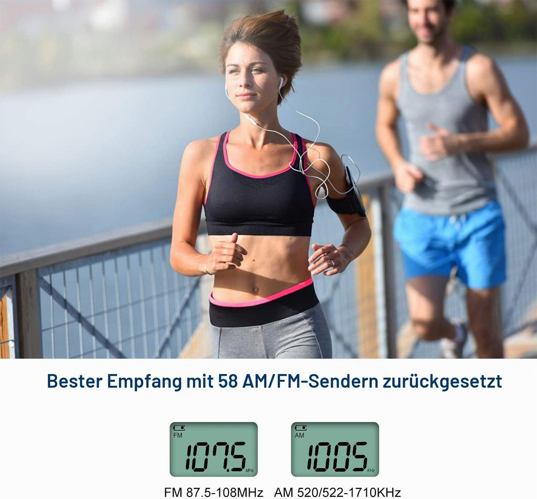 Songway AM/FM-Taschenradio Stereo mit Kopfhörer-LCD-Display USB Wiederaufladbar Hervorragender DSP-E