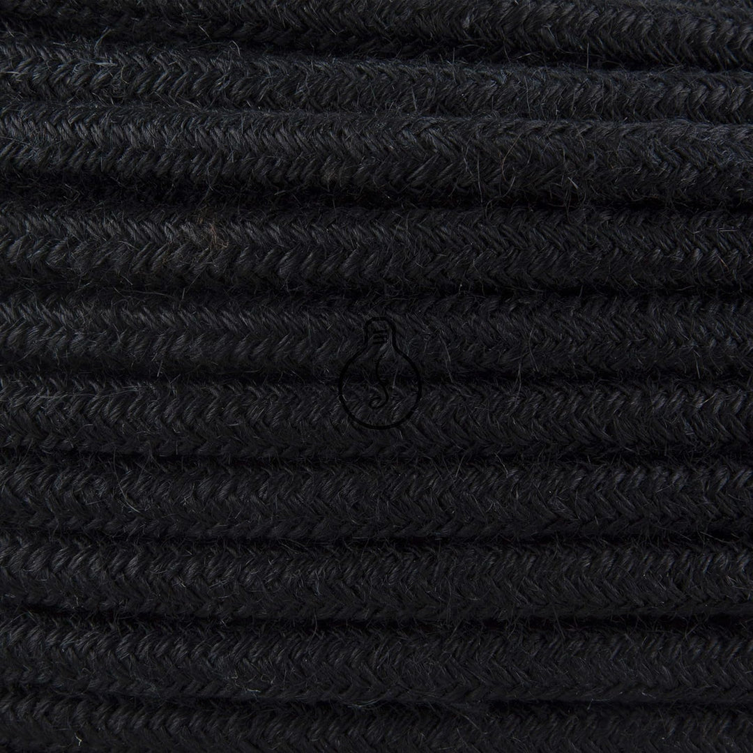 Amarcords - Textilkabel für Lampen SCHWARZ, rund, Jute, 5 Meter, mit Erdung 3x0,75 - Stoffkabel mit