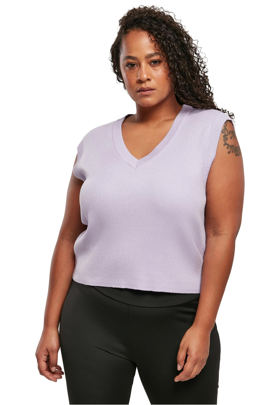 Urban Classics Damen Pullunder Ladies Short Knittd Slip On, V-Ausschnitt Oberteil aus Strick für Fra