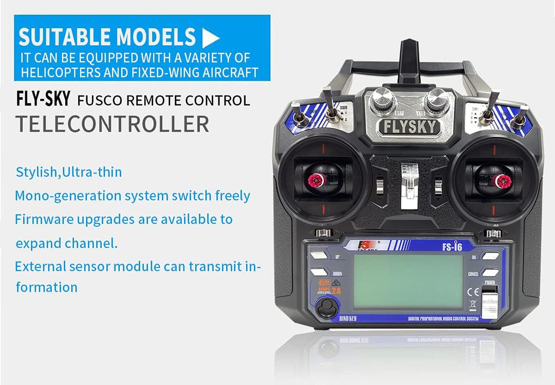 DTXMX Flysky FS-i6 2.4G 6 Kanal RC Sender mit FS-iA6 Empfänger Radio Control System für RC Quadkopte