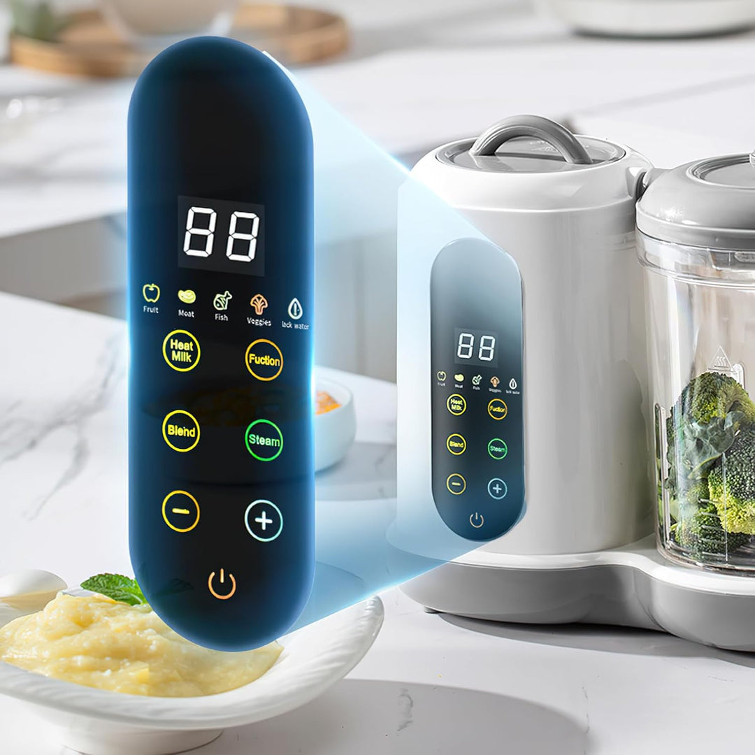 4-in-1 Babybrei Zubereiter & Dampfgarer Mixer Baby, 400ml Baby Küchenmaschine mit Touchscreen, Autom