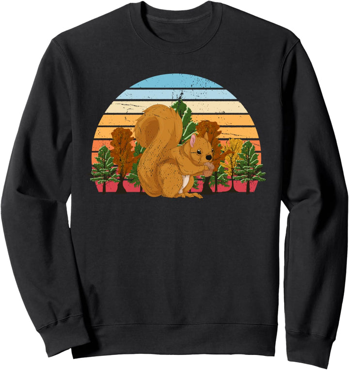 Wald Tier Waldbewohner Tierfreund Retro Natur Eichhörnchen Sweatshirt