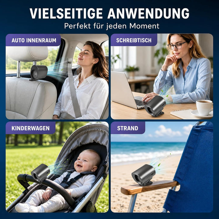 Auto Ventilator, Auto Clip on Klimaanlage Ventilator mit LED Display | 360° Drehung, 199 Einstellbar