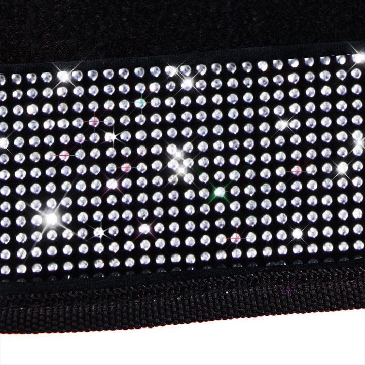 CAR PASS Universal Fit Glorious Strass-Teppich und Leder, komplettes Set, 4-teilig (schwarz und silb