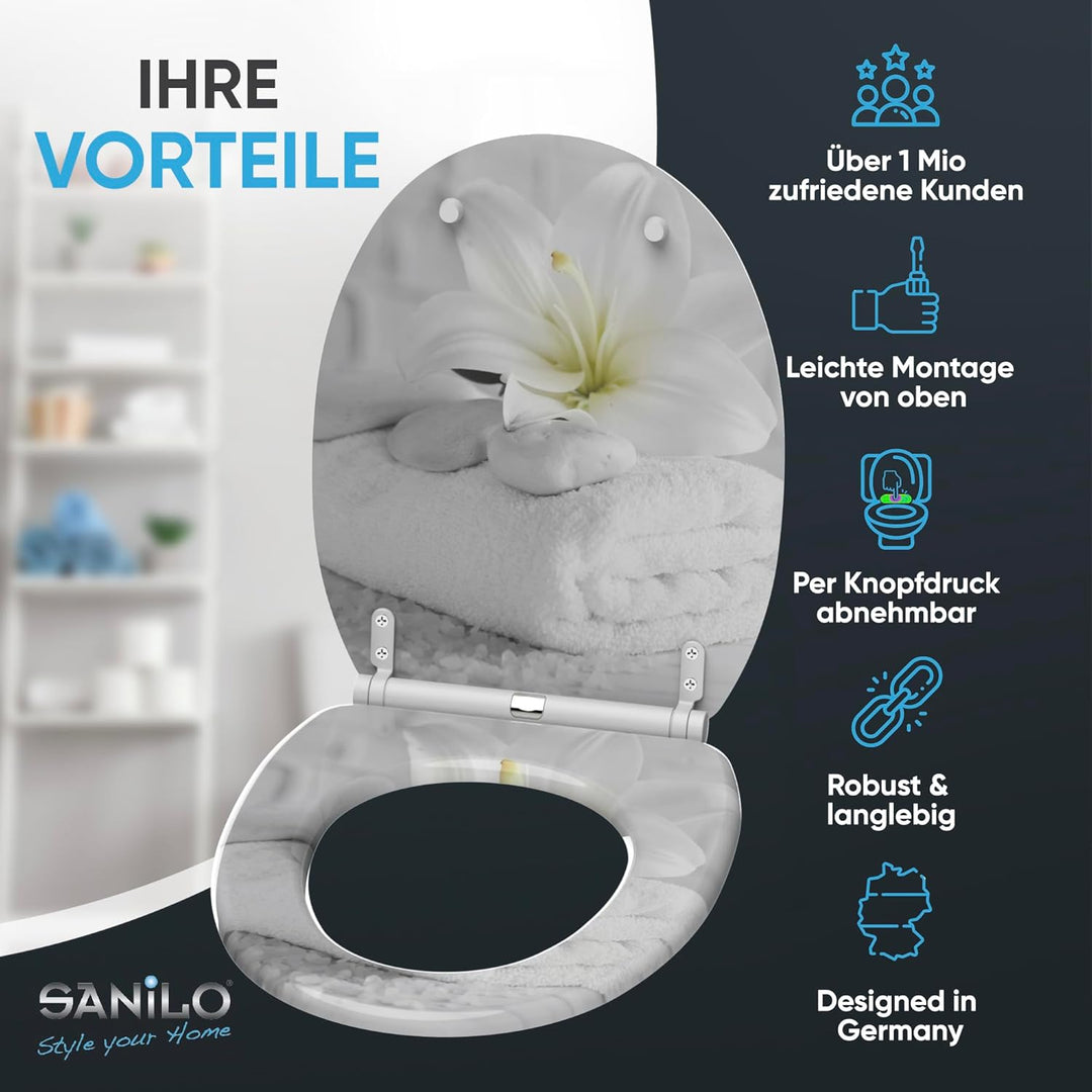Sanilo WC Sitz mit Absenkautomatik, grosse Auswahl, schöne Motive, hochwertige und stabile Qualität