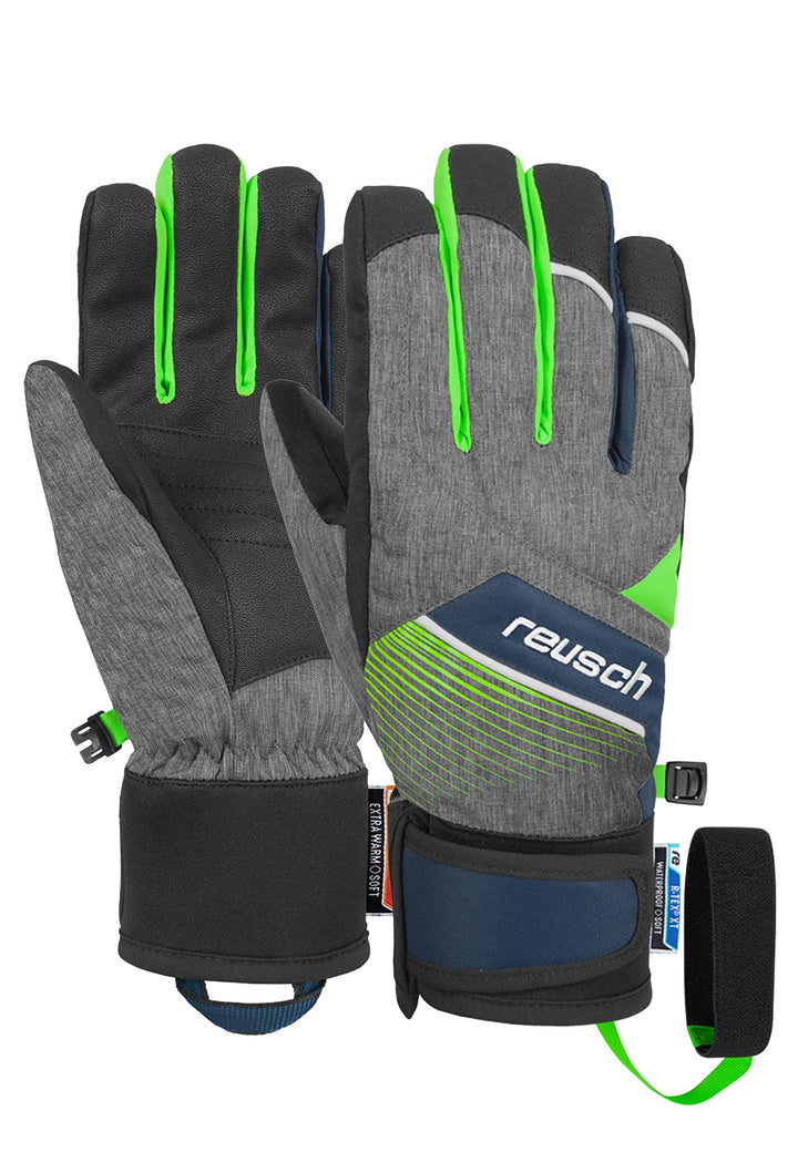 Reusch Kinder Ferdi R-tex Xt Handschuhe 4.5 black melange / neon green, 4.5 black melange / neon gre
