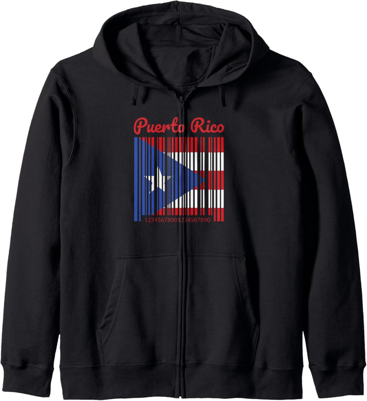 Barcode Graphic Art Puerto Rican Themed Puerto Rico Flag Kapuzenjacke