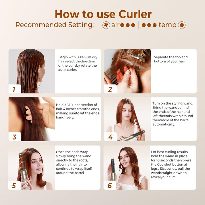 UKLISS 6 in 1 Hairstyler, Haarstyler & Haartrockner Set mit Warmluft Lockenbürste Automatisch, Hair