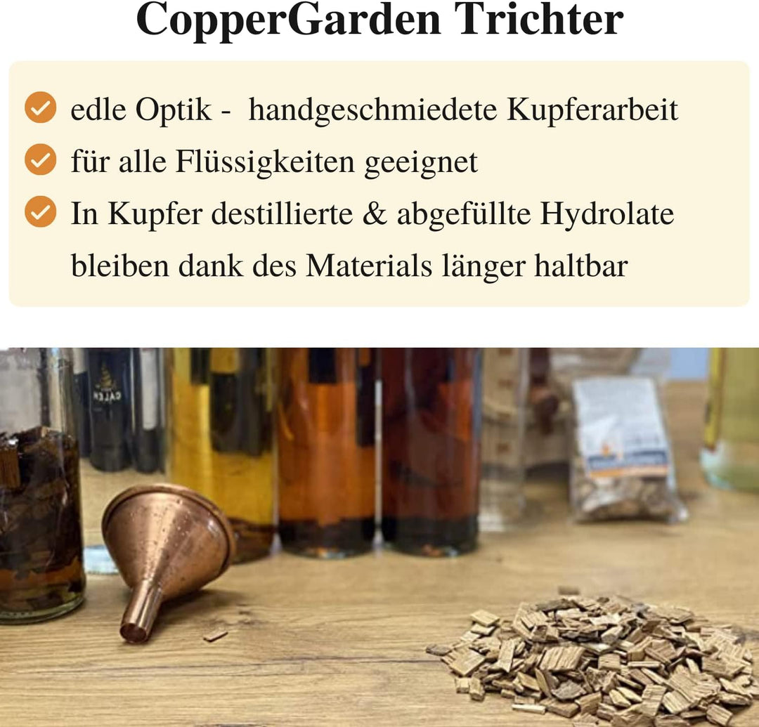 CopperGarden Trichter aus blankem Kupfer I Einfülltrichter 7 cm Durchmesser I Kupfertrichter zum Ein
