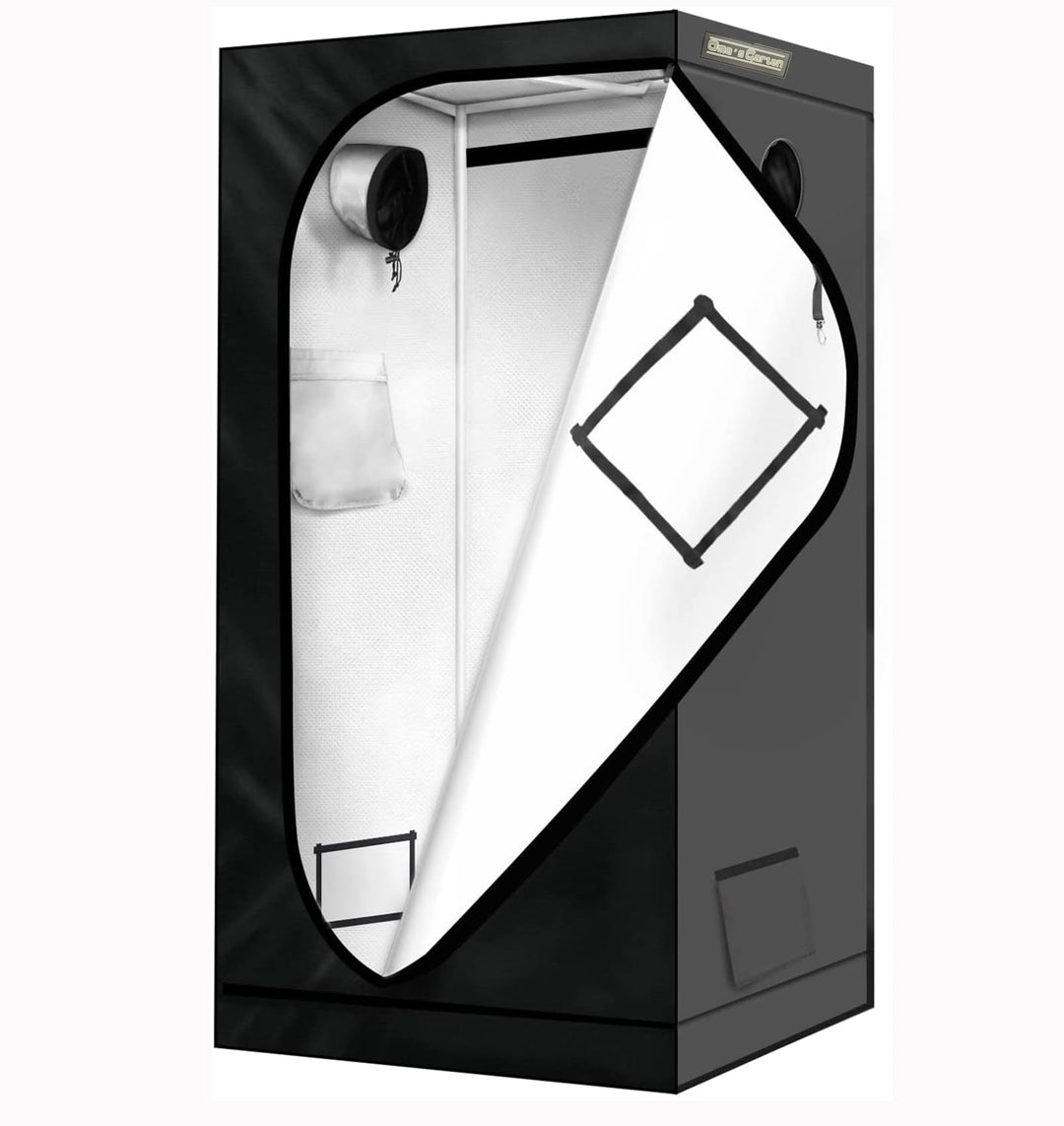 Oma's Garten Grow-Zelt, 80 x 180 cm, Schwarz, Mylar, Indoor-Grow-Tent 80x80x180, 80x80x180