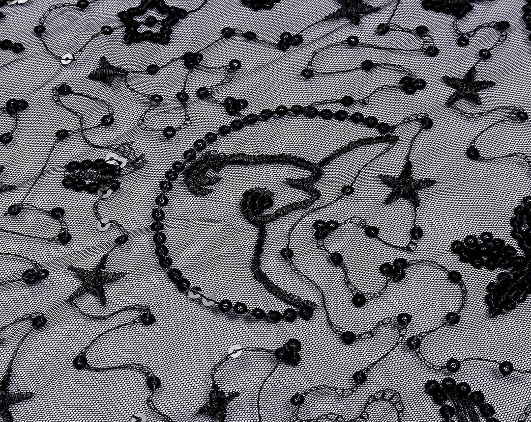 keland Damen Festlich Pailletten Umhang Schal Schultertuch Stola Tuch für Abendkleid A-schwarz, A-sc