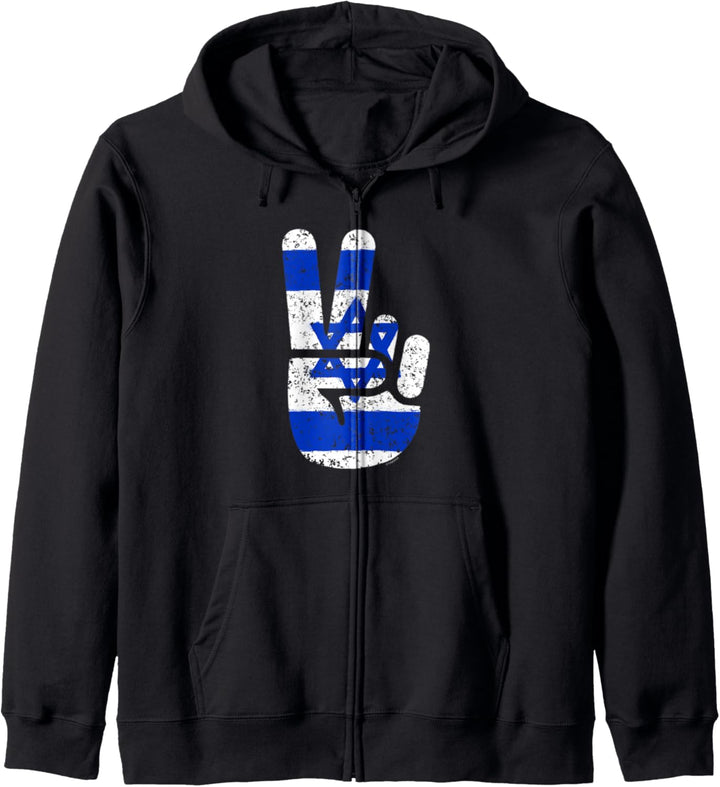 Cool Israel Flag Big Peace Sign V Hand Symbol Kapuzenjacke