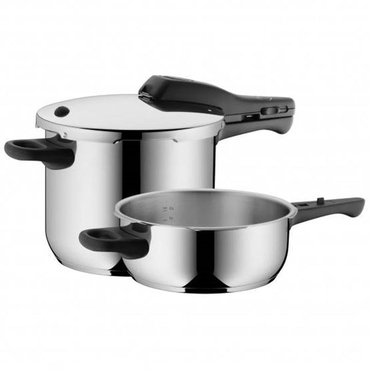 WMF Perfect Schnellkochtopf Set Induktion 2-teilig, Dampfkochtopf 6,5l + 3l, Cromargan Edelstahl pol